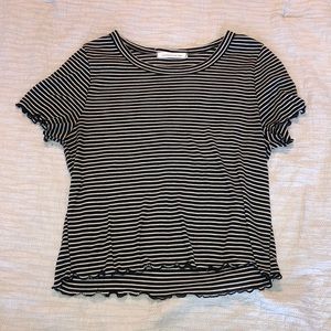 Black and white strip crop top